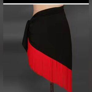 Black and Red Fringe Skirt